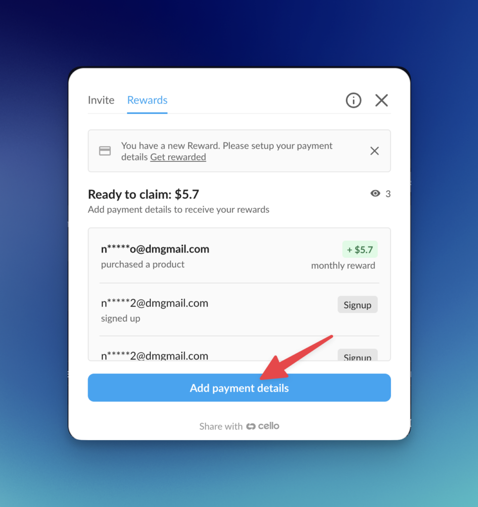 Claim rewards by adding payout method