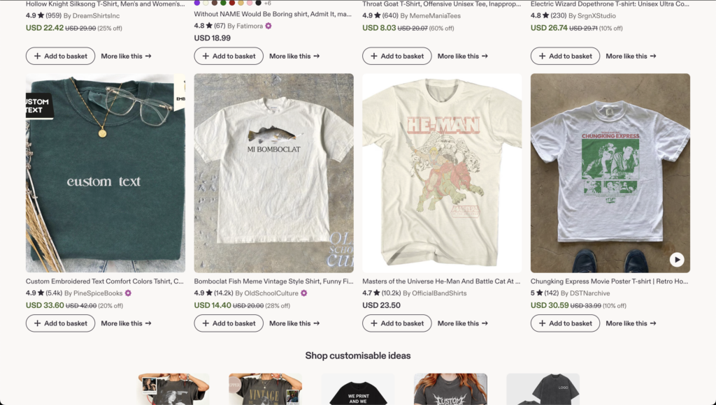Example of four different sellers but you can't tell the difference