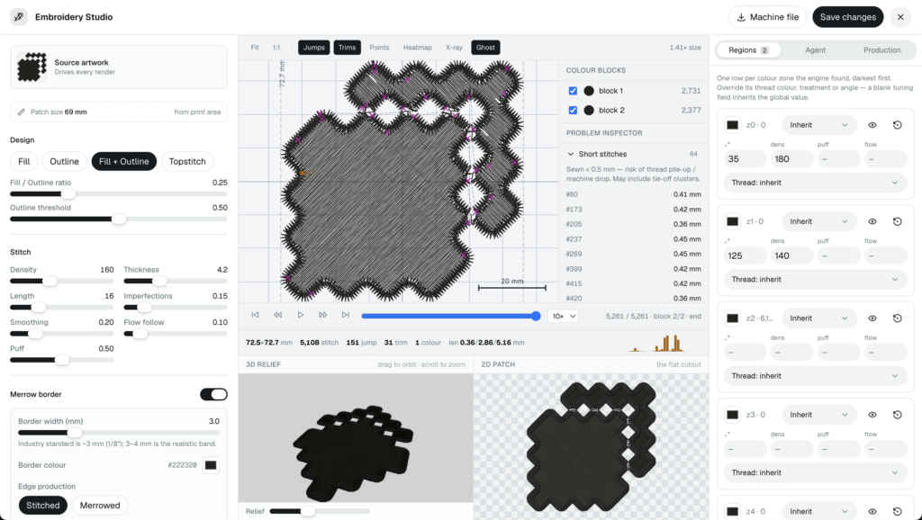 Dynamic Mockups Stitch AI embroidery studio preview