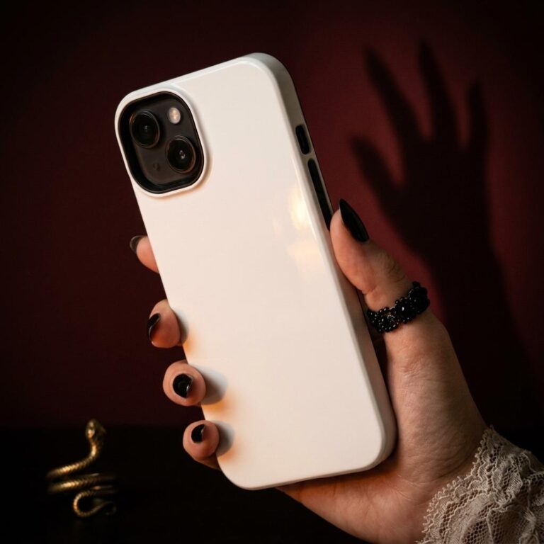 Gothic iPhone Case Mockup with Claw Shadow and Candlelight