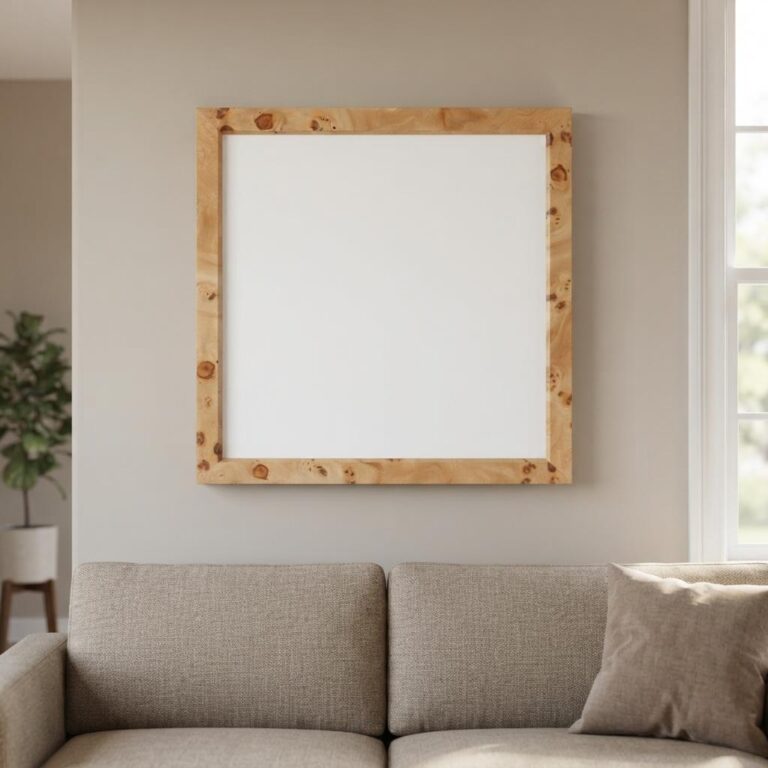 Burl Wood Frame Mockup for Living Room Wall Art