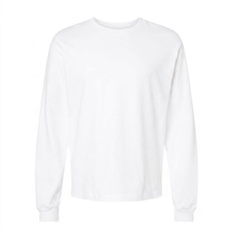 White Long Sleeve T-Shirt Mockup on a Clean Studio Background