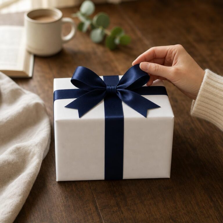 Elegant Gift Box Mockup with Satin Bow