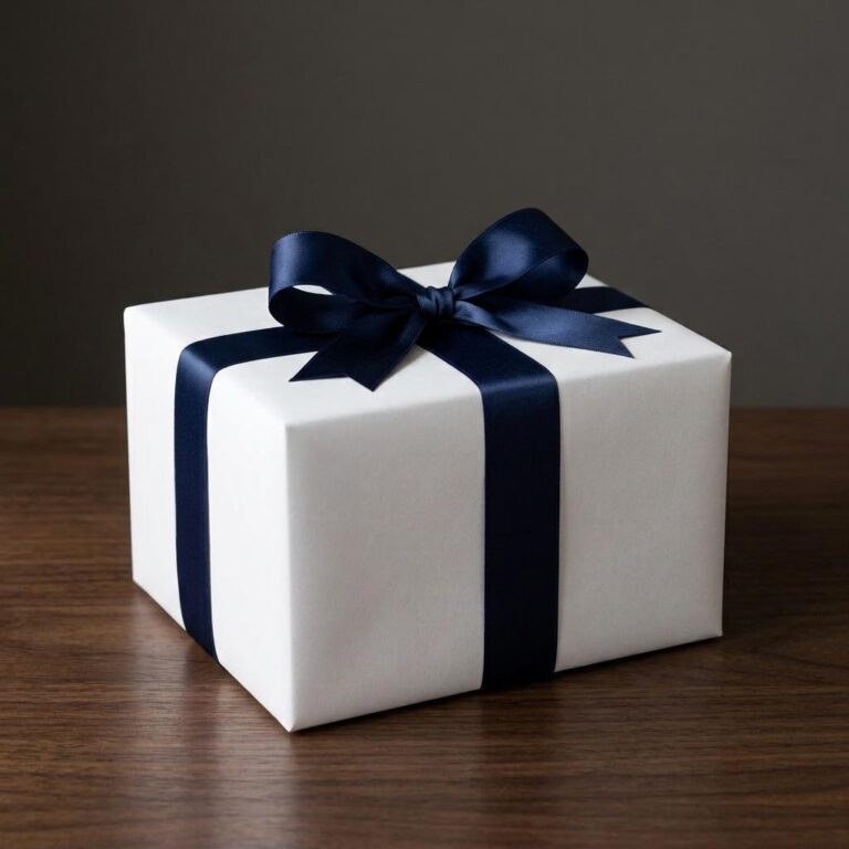 Gift Wrapped Box Mockup with Satin Bow