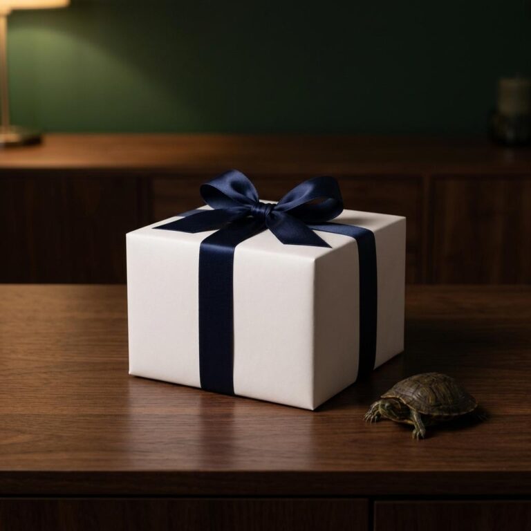 White Gift Box Mockup with Navy Satin Bow