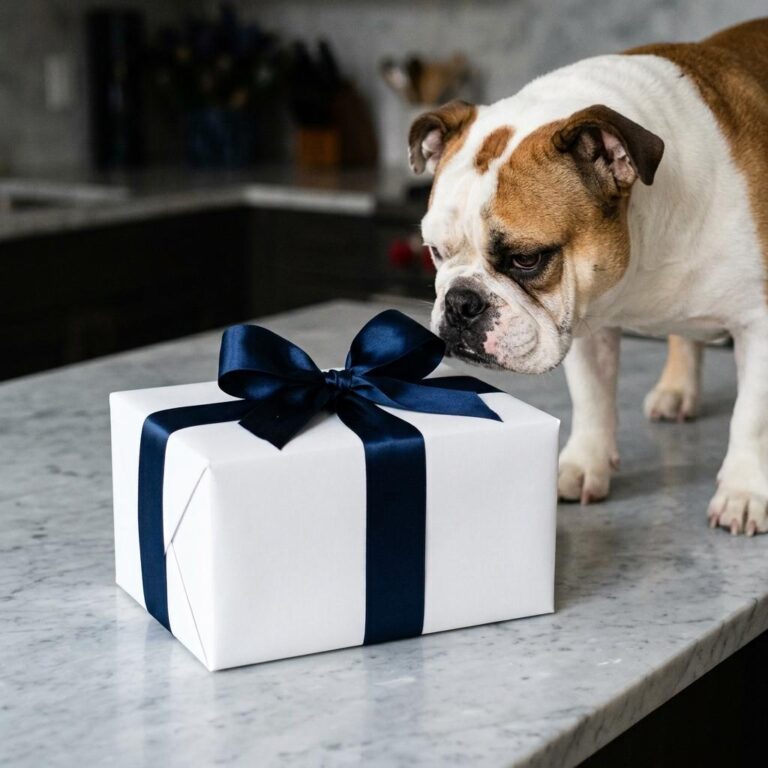 New Year’s Eve Bulldog Gift Box Mockup