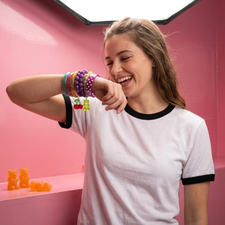 White & Black Ringer Tee Mockup in a Bubblegum Pink Candy Studio
