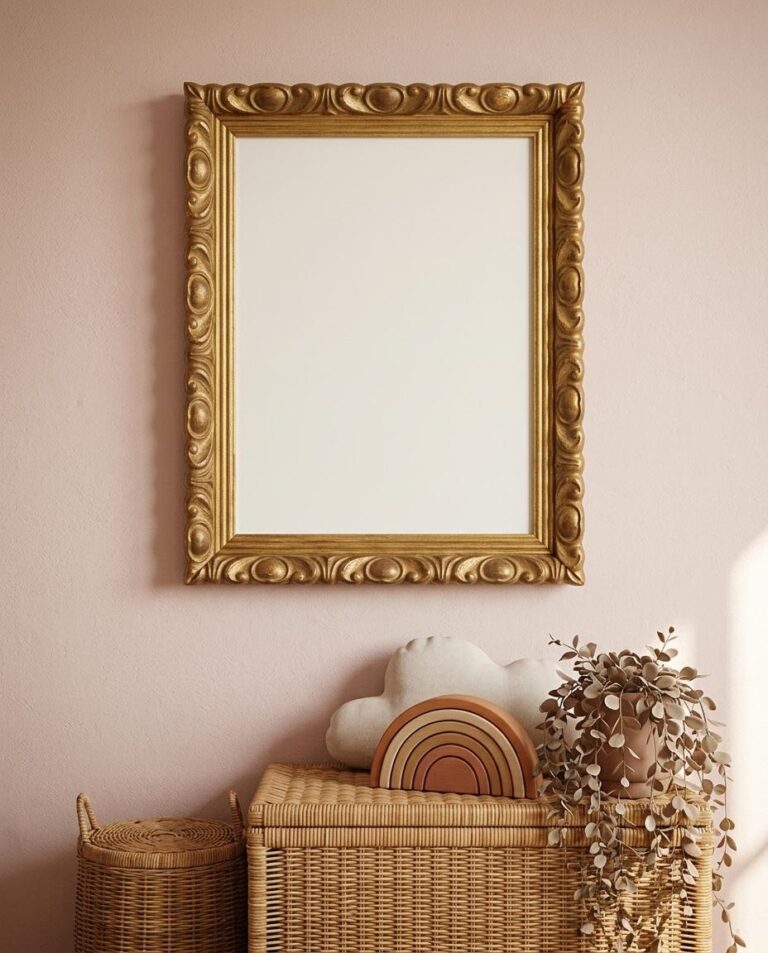 Ornate Gilded Gold Frame Wall Art Mockup