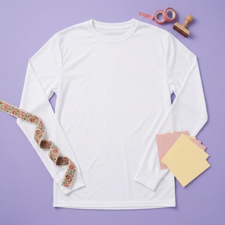 Long Sleeve Flat Lay Mockup on a Lavender Craft Surface
