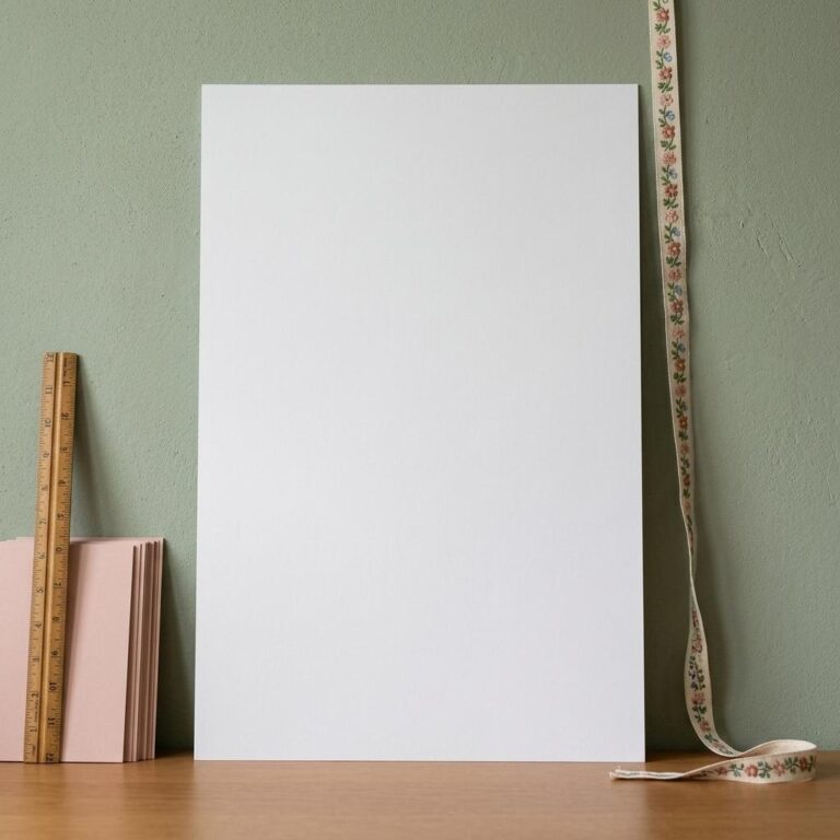 Free 24×36 Vertical Poster Mockup in a Sage Green Craft Desk Scene