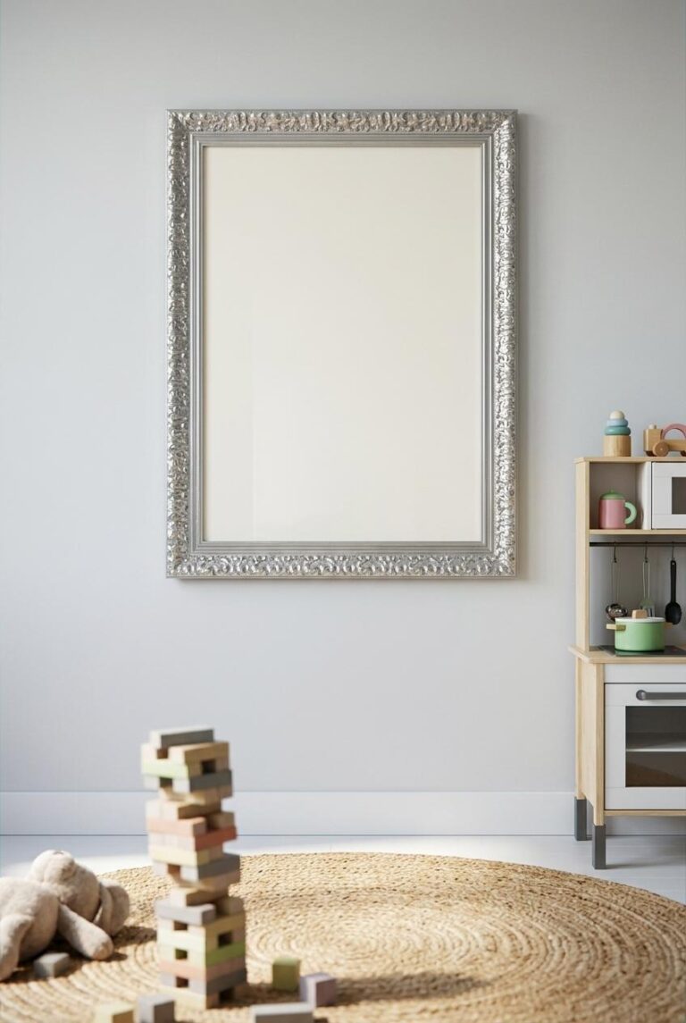 Kids Room Wall Art Mockup with an Ornate Silver Frame