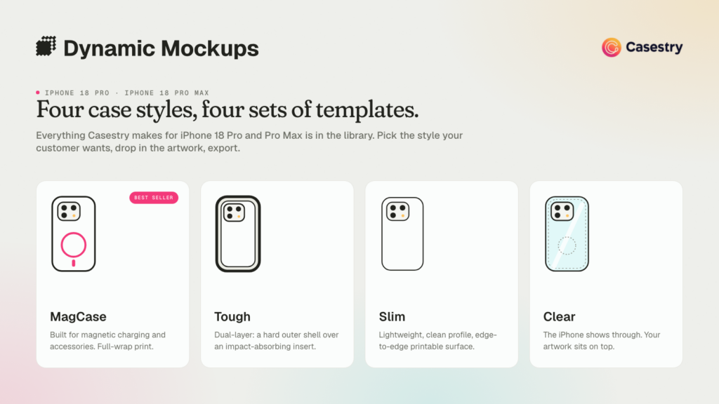 Four types of phone cases available
