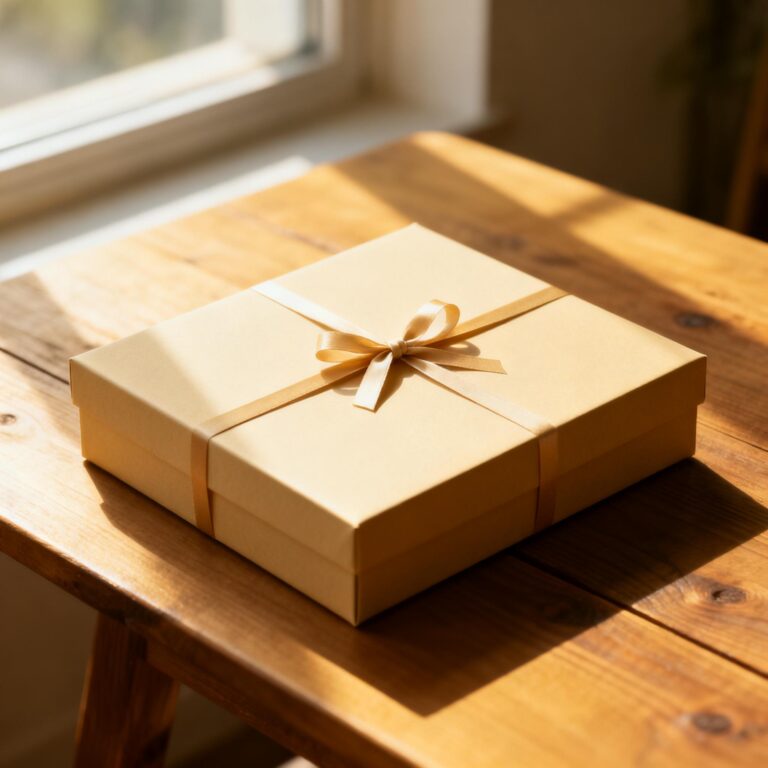 Free Wrapped Gift Box Mockup Generator