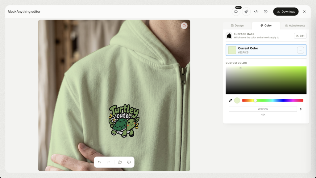 Change the hoodie color using the same embroidery design