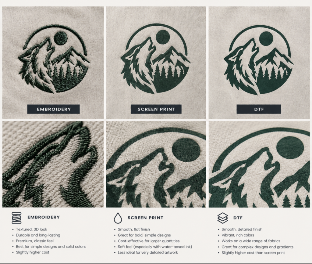 Different decoration methods on the garment
